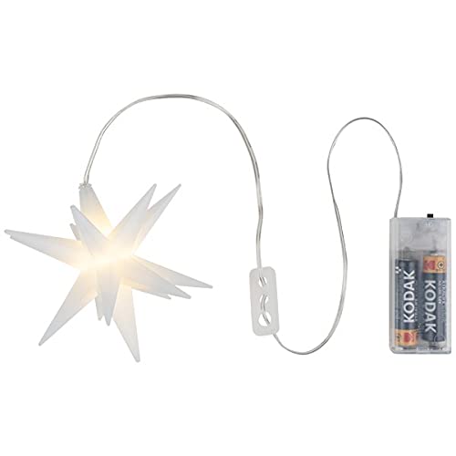 Ideen mit Herz LED-Stern | 3 Stück in Weiß | batteriebetrieben | Ø10cm | Timer-Funktion | Kabellänge: 1,5m | mit 16 Strahlen & 1 LED-Licht in Warmweiß | Deko zu Weihnachten
