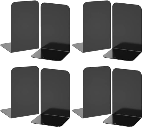 Deefongo Serre-Livres en Métal, 8 pièces, Noir, 20 x 13.5 x 9.3 cm, Serre-Livres Noirs pour...