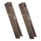 DIYEAH 2 Piezas Tendedero de Madera Jumbo Gancho Rústico para Toallas de Baño Clips Grandes para Toallas Soporte Decorativo Montado Pared para Organizador Lavandería
