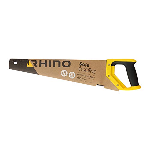 RHINO - Scie égoîne à Main pour Coupe Bois, Revêtement PTFE Anti-Friction-Denture Universelle trempée 11 Dents/Pouce-Longueur, 500 mm