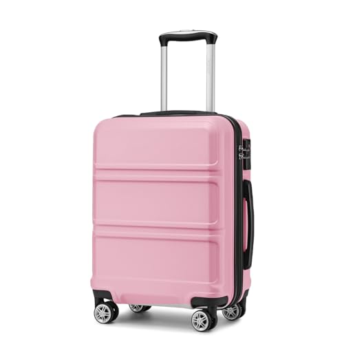 Kono 20'' Carry on Luggage Lightweight with Spinner Wheel TSA Lock Hardside Luggage Durable Small Carry on Suitcase Pink