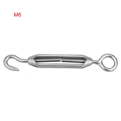 Aexit M6 Tensores para Cables de Acero con Gancho y Ojal de Acero Inoxidable 304, Pack de 5 miniatura 2