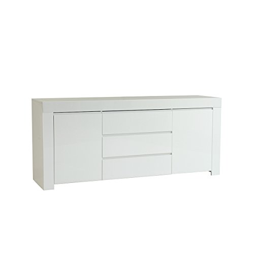 Sideboard Amalfi 2-türig und 3 Schubkasten, 190 x 84 x 50 cm, weiß hochglanz