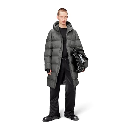 Image of RAINS Alta Puffer Jacket - Waterproof Winter Coat, Insulated Hood, Lightweight, Fleece Pockets, Warm for Cold Weather