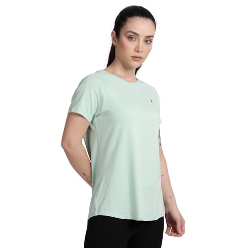 Image of Lavos Women's Regular Fit T-Shirt with Half Sleeve Round Neck, Bamboo & Cotton Gym, Yoga and Sports Wear for Women