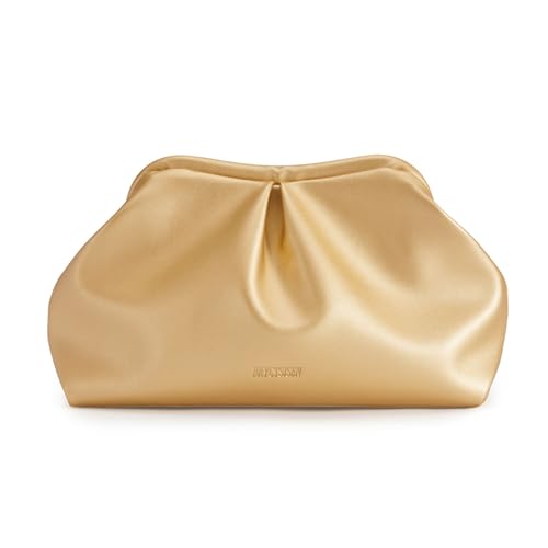 Image of BRYCTSISEN Pleated Evening Vegan Leather Clutch Handbag Purse Metallic PU Cloud Shoulder Bag for Women Evening Purse Handbag