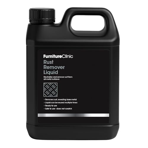 Furniture Clinic Eliminador de óxido para metal – Deruster líquido – 1 litro – Tratamiento de eliminación eficaz, seguro para todos los metales – Fácil uso, solución de desoxidación resistente