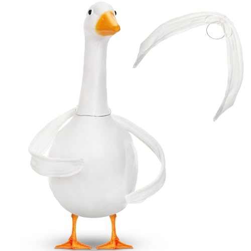Abbylike 1 Pcs Poseable Goose Wings for 23- 28 Porch Lawn Goose Outfit Accessories Poseable White Wings for Outdoor Patio Yard Lawn Art Decoration (Flat Edge)
