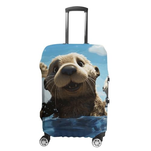 Lovely Sea Otter Print Printed Luggage Cover Protector, Fits 18-32 Inch Luggage