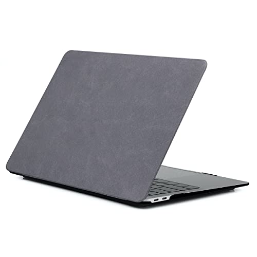 Image of Case Compatible with MacBook Air 13.6 inch 2025 2024 2023 2022 Release M4 A3240 M3 A3113 M2 A2681 Plastic Hard Shell Cover Case, PU Leather Grey