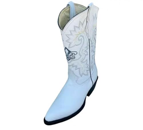 Dona Michi MEN Genuine LEATHER Western COWBOY J Toe boots Classic WHITE Floter Skin print Botas Vaqueras Puntal Impresa piel Floter