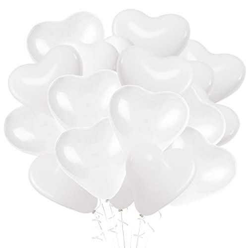 50 Pièces Blanc Amour Ballons coeur blancs Latex Cœur des ballons pour la Saint Valentin mariage anniversaire fiançailles anniversaire jardin bal fête décoration romantique décoration