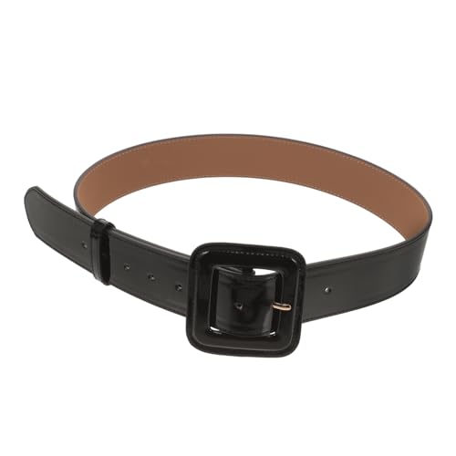 Healifty Adjustable Wide PU Patent Waist Belt for Women and Men Sleek Fashion Dress Accessory Casual Artificial Leather Corset Style Black Decorative Strap
