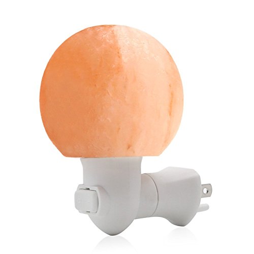 Mini Hand Carved Himalayan Spherical Salt Lamp Natural Crystal Salt Rock Nursery Wall Night Light Plug In Nightlight with Incandescent Bulb by The KISS Republic,LLC
