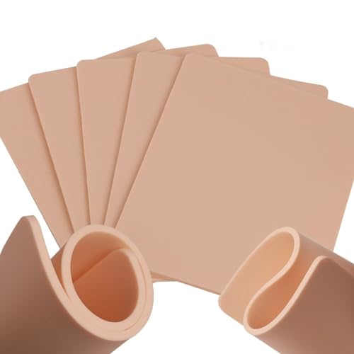 Yuelong 3mm Tattoo Practice Skins - 5PCS Fake Skin Double-Sided Silicone Pads (7.4x5.6 Inch) for Realistic Depth Control Training | Fake Skin for Tattooing Eyebrow Eyeliner | Beginner to Pro Artist