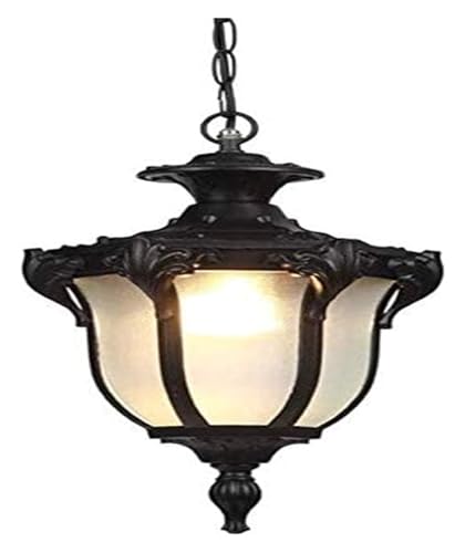 Suspension aluminium et verre style lanterne bronze pour l'éclairage de villa