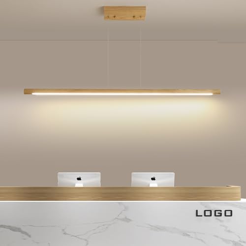 Mikeru BLM-001 Wood Chandelier, White Ash Wooden Linear Ceiling Pendant Light Fixtures Hanging thumb #5