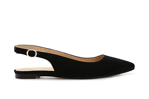 ComeShun Womens Sexy Pointed Closed Toe Flats Comfortable Black Slingback Suede Pumps Size 9 - Thumbnail 5