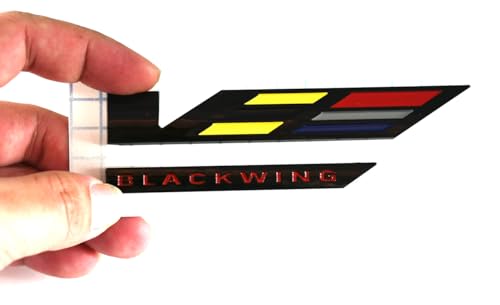Image of V-Blackwing Emblem V-Series Black Out Blackwing Badge Chicklet V Logo Replacement for 2020-2024 CT4 CT5 86596092 (Black /Yellow /Red)