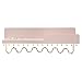 Lampaggio 29 Hooks Wall Mount Necklace Holder Organizer, Pink Decorative Wood Jewelry Shelf with Gold Metal Wave Bar and Guardrail for Necklace, Pendant, Chain, Bracelet