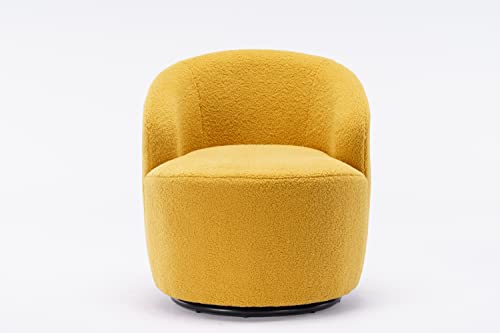 Sillón giratorio de tela teddy color amarillo miniatura 3