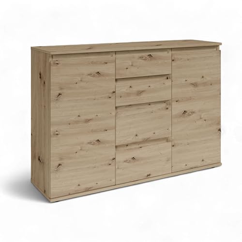 Brest Kommode in Artisan Eiche Optik - Modernes Sideboard mit viel Stauraum - 119 x 84 x 35 cm (B/H/T)