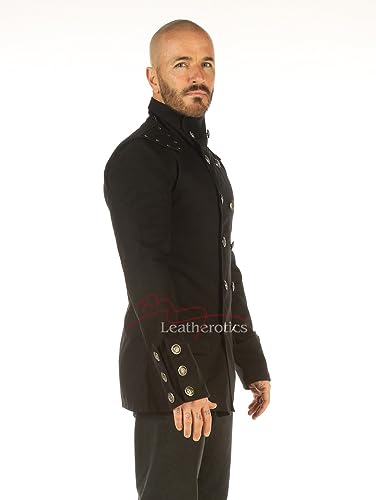 Handmade Cotton Gothic Military Jacket-Pirate Coat Steampunk Mens Clothes-Gothic Jacket Men MSP3