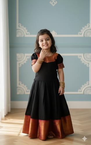 Image of Kids Girl Ethnic Silk Pattu Lehenga Choli for Traditional Indian Wear | Premium Silk Ethnic Dress | Ready-to-Wear Kids Lehenga Choli Set