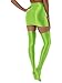 dPois Women's Shiny Oil Bodycon Mini Skirt Glossy Nightclub Outfit with Thigh High Stockings Fluorescent Green Medium