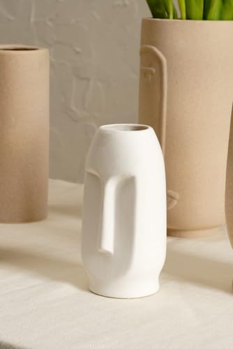 Image of PUREZENTO Desert Farmhouse Vase Beige and White Set of 7 Matte Finish Ceramic Designer Flower Vase for Home Decor Table Bedroom Side Corner