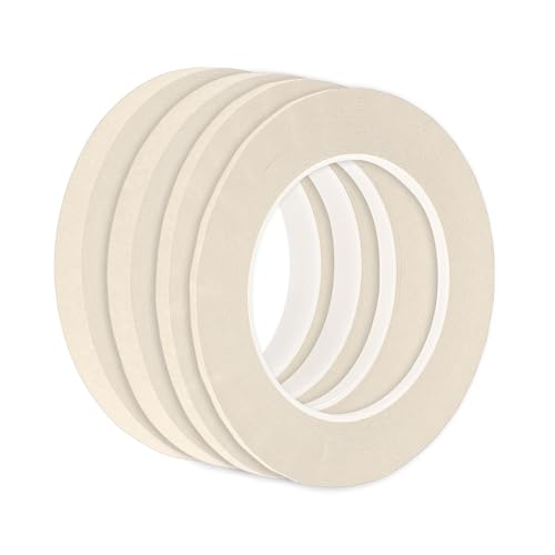 Image of 4 Pcs Painters Tape Masking Master Tape Easy Removal White 0.3cm /0.5cm /1.0cm /1.2cm x 50m