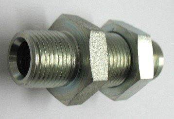AF 2706-06-08 - 3/8 Male Pipe (.675''-18 Threads) X 1/2 Male JIC 37 Degree Flare (3/4''-16 Threads) Bulkhead