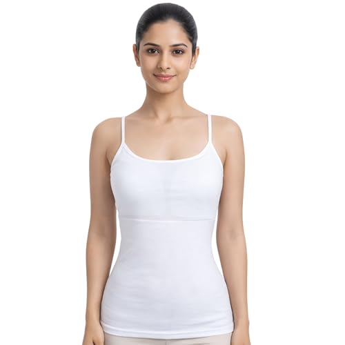 Image of DChica Essentials Padded Camisole Bra for Women, Sleeveless Undershirts Cami Vest with Adjustable Straps, Cotton Camisole Tank Top /Innerwear for Women Solid Pattern
