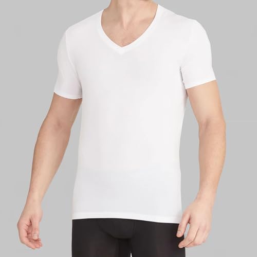 Tommy John Men's Supima Cool Cotton Deep V-Neck Shirt, Soft Stretch Fabric, Stay-Tuck Design, Short Sleeve Undershirt2