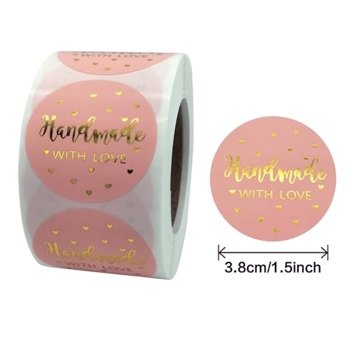 Image of JELLYBABY 3.8 Cm 500 Pcs 1.5In Handmade Tags For Packaging Thank You Labels For Small Business Wedding Birthday Party Envelope Seals Decorative Baking Packaging (Handmade With Love), 500 Labels