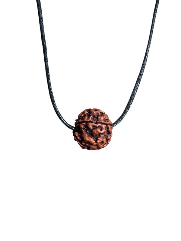 The Great Indian Store 5 Mukhi Rudraksha Bead Pendant HANDMADE Real Original Rudraksh Hindu protection necklace for men women (Black cotton cord) pack of 2