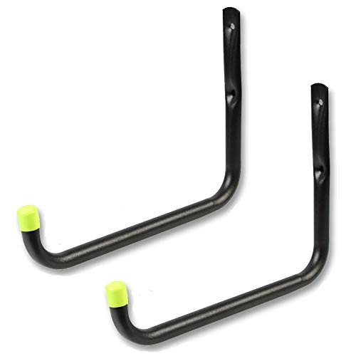 2x Heavy Duty 27.5cm Long Storage Hooks Garage Tool Bike Ladder Wall Mounted Brackets - 30kg Load Capacity Each