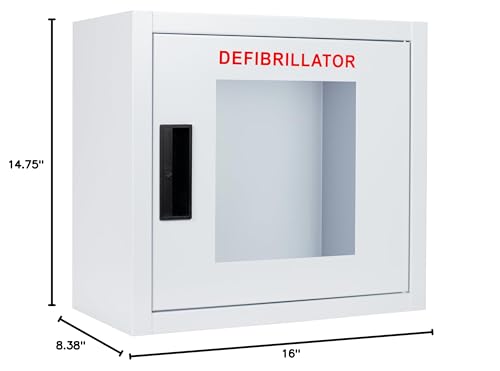 Image of Standard, Nonalarmed AED Cabinet, Large. Fits All Defibrillators on The Market. Measures 14.75 inch H x 16 inch L x 8.38 inch D. Essential Storage for Indoor AEDs.