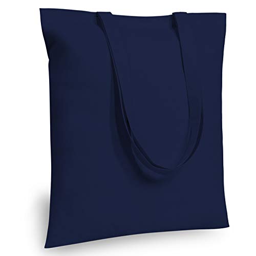 Image of TOPDesign 12-Pack Economical 16 inchx15 inch Navy Blue Cotton Tote Bag, Lightweight Medium Reusable Grocery Shopping Cloth Bags, Suitable for DIY, Advertising, Promotion, Gift, Activity