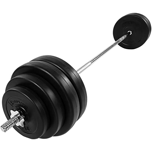 MOVIT Langhantel Set 60,5 kg, Stange verchromt und gerändelt mit...