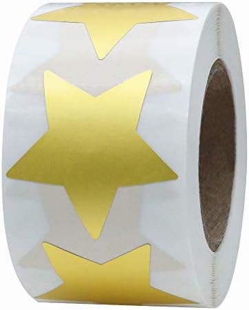 Hybsk Gold Star Stickers for Kids Reward Metallic Foil Star Labels 1.5 Inch 500 Total Per Roll (Gold)
