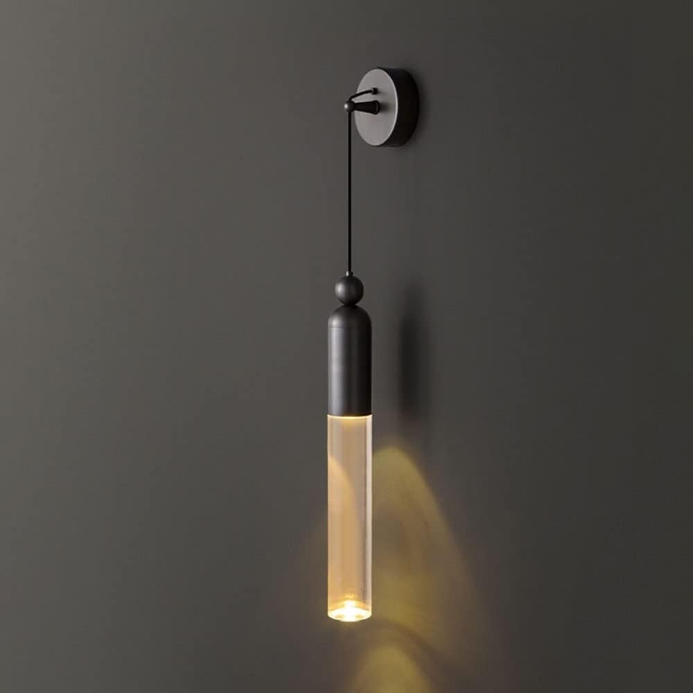 CWCQGH Hanging Crystal Wall Sconce Mid Century Brass Wall Lamp Indoor Crystal Tube Wall Light Fixture Hanging Wire Adjustable, Postmodern E27 Copper Sconces for Bedroom Living R,Black Rubbed Copper