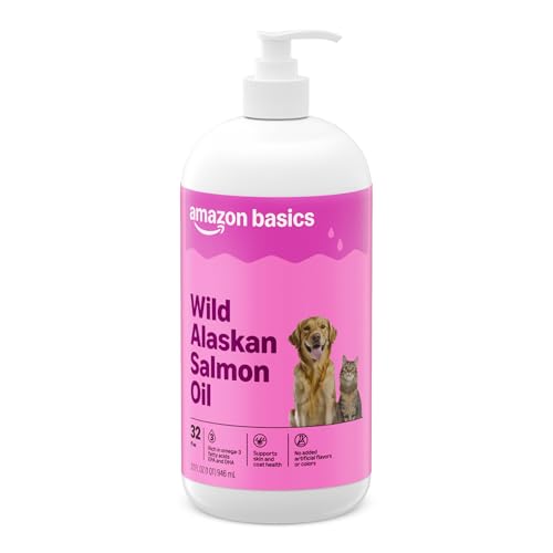 Image of Amazon Basics Wild Alaskan Salmon Oil - Skin and Coat Support, Omega 3 Supplement for Dog and Cat, 32 fl oz (Previouly Wonder Bound)