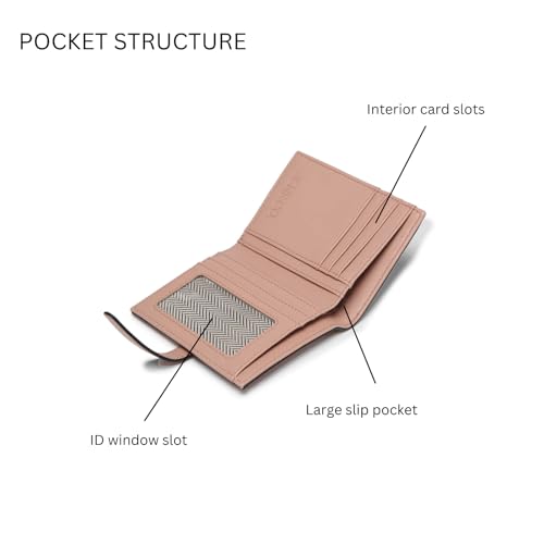 JEN & CO. Bessie Bifold Wallet Women Vegan Leather Credit Card Holder Coin Purse Change Pouch for Women (White/Grey) 5