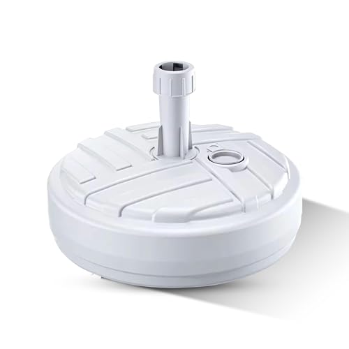 GARDENIX Sonnenschirmständer Rund Weiß aus Kunststoff befüllbar mit Sand, Wasser, Kies zu Garten, Strand, Terrasse -Sonnenschirm Schirmhalter Schirmständer Schirmständer Ständer Sonnenschirmfuß