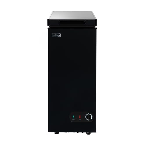 Willow WCF60B Freestanding 51L Slimline Compact Chest Freezer with Adjustable Thermostat Removable Storage Basket Suitable for Outbuildings and Garages - Black
