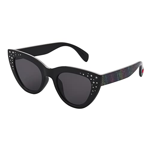 Betsey Johnson Women's Pin Up Sunglasses Cateye, Black/Rainbow Snakeskin, 52mm