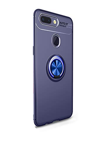 FANFO Funda Xiaomi Mi 8 Lite con Montaje en Coche, Rugged TPU Funda de Silicona para el Soporte, de 360 ° Rotación Kickstand. Negro-Azul