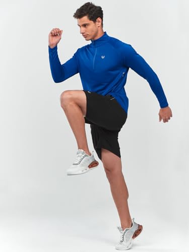 Image of NORTHYARD Men's Quarter Zip Pullover Athletic Running Shirt Long Sleeve | 1 /4 Zip Top, Quick Dry Lightweight, Moisture Wicking Breathable, Reflective Strips, Performance Workout Gym, Hiking Sports
