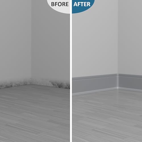 Image of Duzzy Flexible Baseboard Trim, 6 Inch(H) x 20 Feet(L) Peel and Stick Vinyl Baseboard Molding Trim, Self-Adhesive Wall Base Cove Base